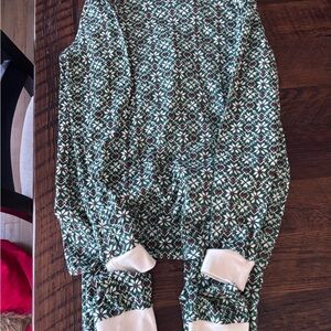 Burt's Bees Baby Green and Red Patterned Pajama Top